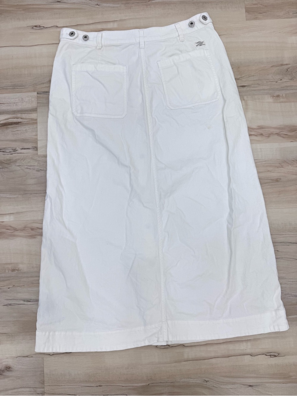 Lauren Ralph Lauren Denim Button Down long Skirt white silver buttons Sz 8 - Picture 5 of 8